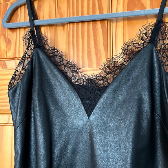 Bcbg max azria faux leather and lace midi dress with tags MSRP $398 - Picture 2 of 6